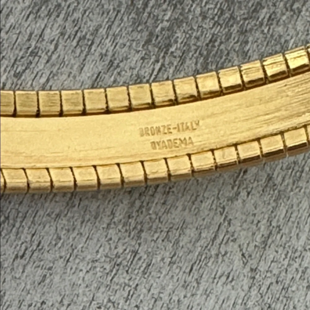 Mia Fiore Dyadema Gold Plated Bronze Open Cuff Bracelet Italy